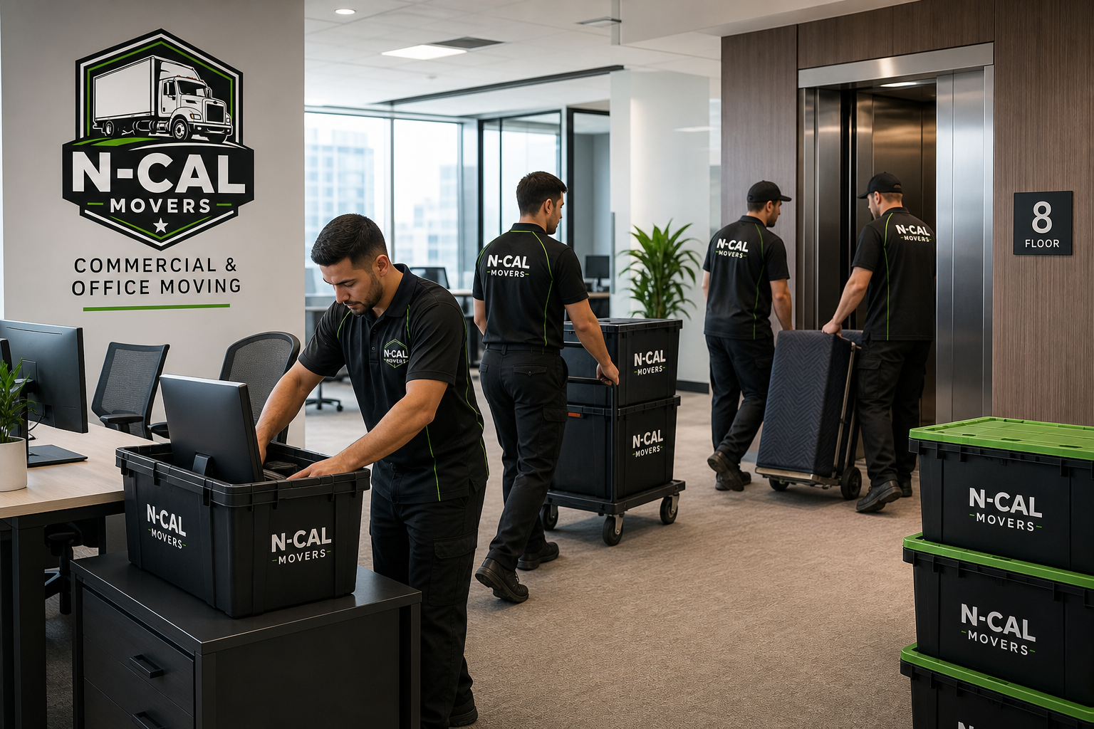 N-Cal Movers commercial office moving crew