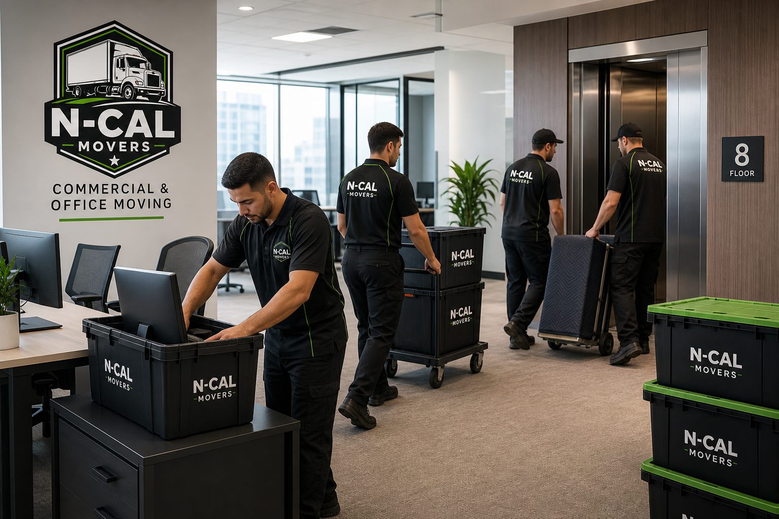 N-Cal Movers commercial office moving crew