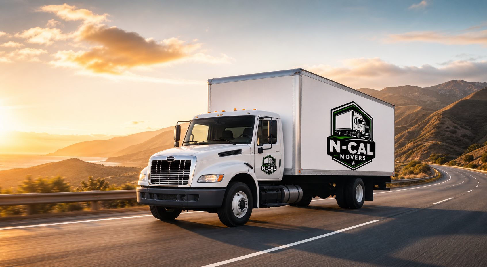 N-Cal Movers branded long distance moving truck on the road